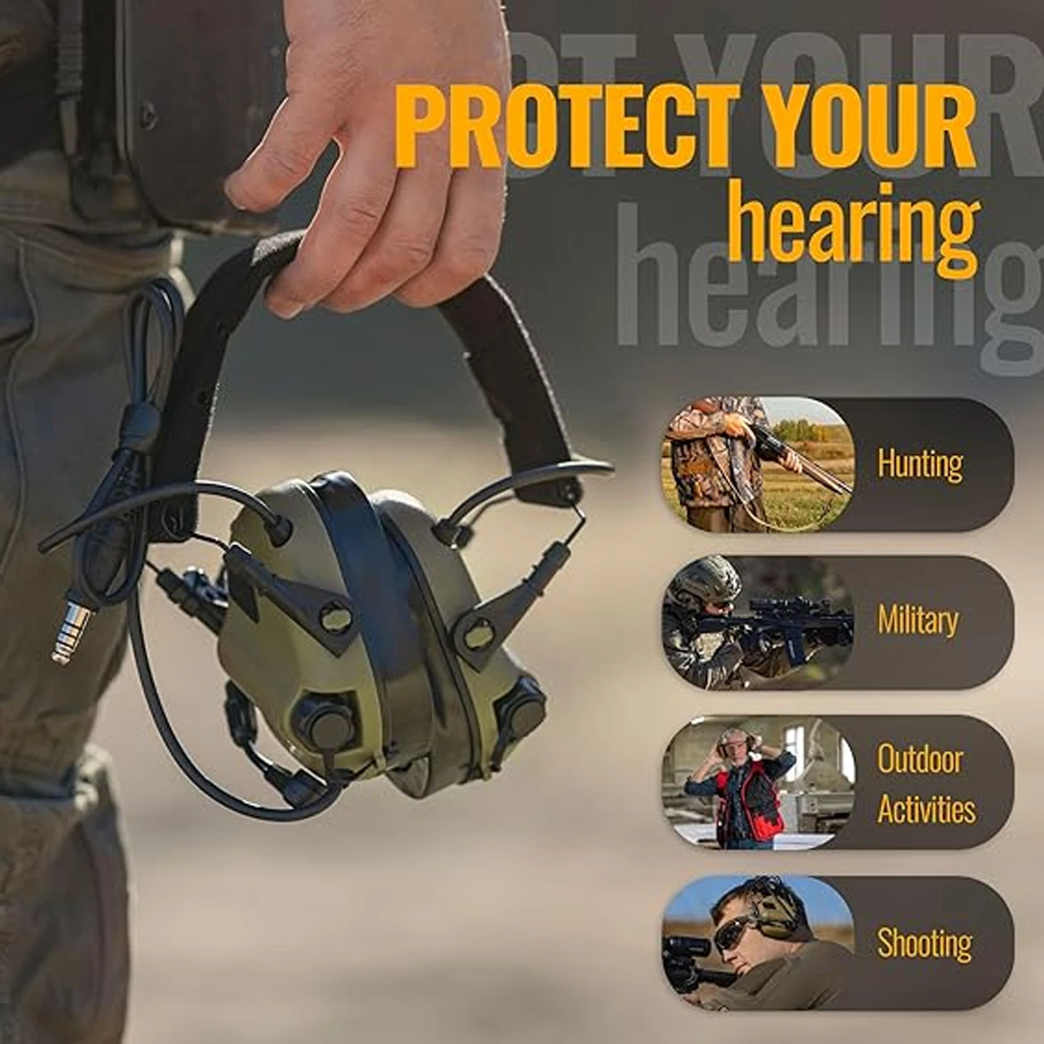 EARMOR M32SE Tactical Headset M51 PTT Adapter Set Suitable for Baofeng Radio Communication Shooting Noise Clearance tactical headset
