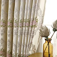 European-style Curtains Simple European Beige Living Dining Room Bedroom Two-story Full-shading Window Curtain Finished Product 4