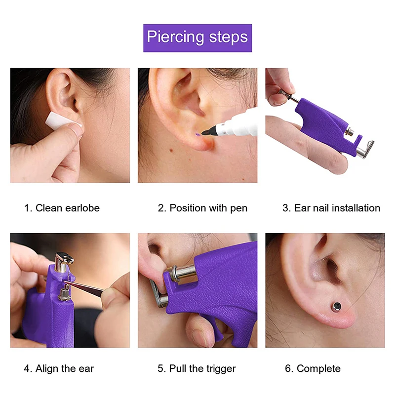 1-piece piercing set,Disposable self-ear piercing gun set, nose hole tool  with crystal stud earrings for home salon piercings