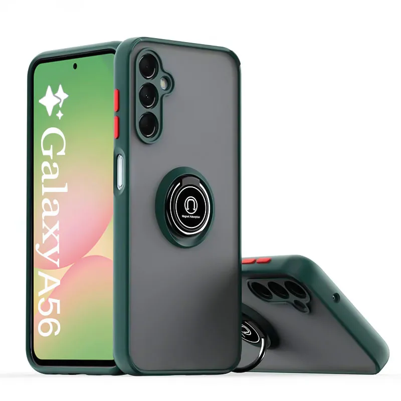 Matte Finish Phone Case with Magnetic Ring Holder and Enhanced Protection