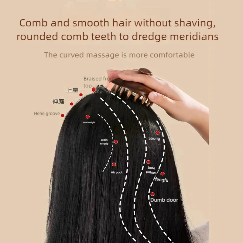 Head Massagers Scalp Massage Comb Sandalwood 28 Nail Disc Tooth Massage Head Whole Body Meridian Comb Massage Tools