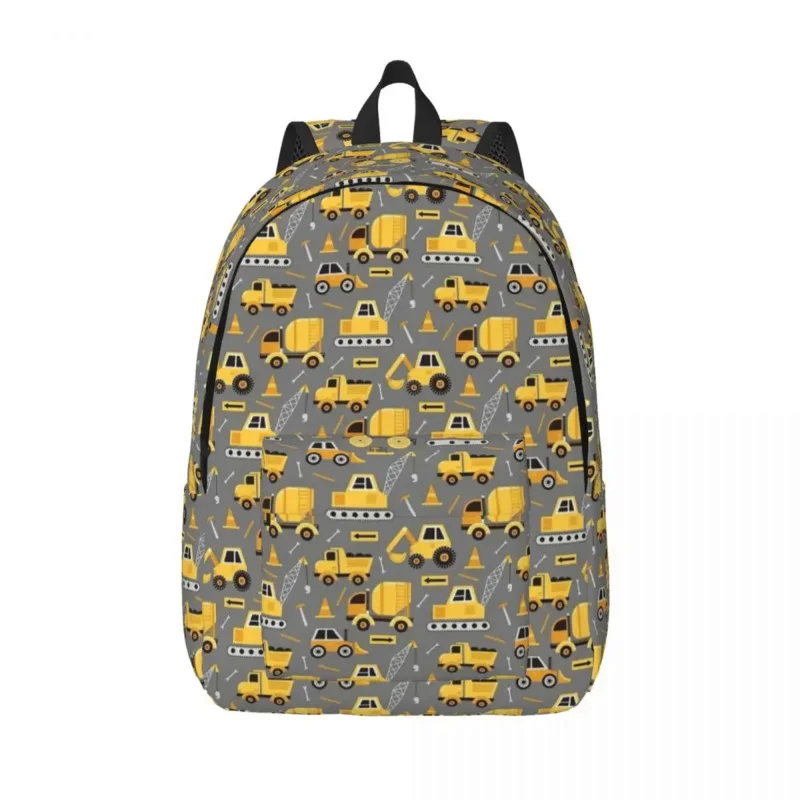 Construction Trucks On Gray Funny Backpack for Preschool Kindergarten School Student Book Bags Boy Girl Kids Daypack Sports