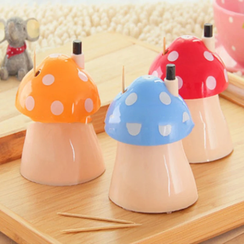 

Cartoon Mushroom Shape Automatic Toothpick Storage Box Toothpicks Bottle Holders Toothpicks Dispenser Table Decor Storage Box