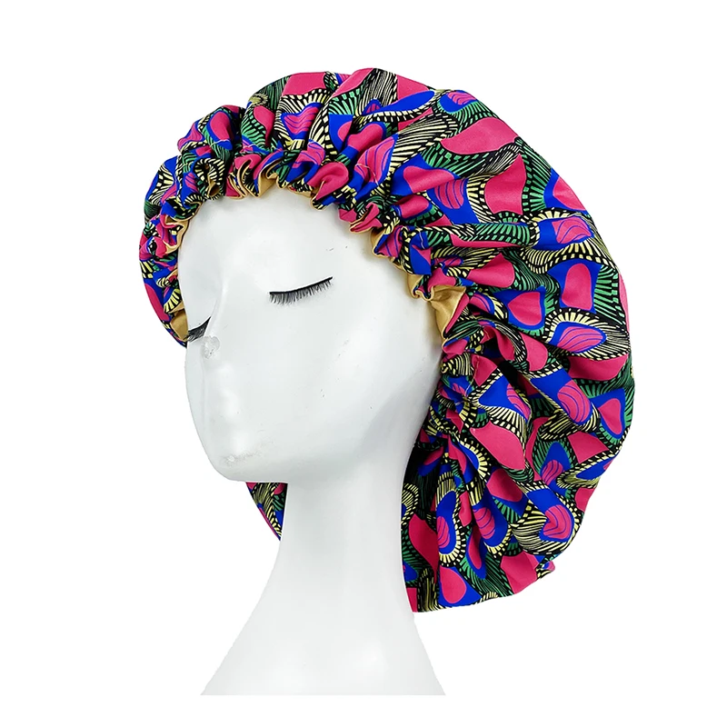 Fashion Silky Big Bonnet for Women Satin Lined Bonnets Night Sleep Cap Winter Hat Lady Turban Headwrap Hat Hair Wrap Accessories 3