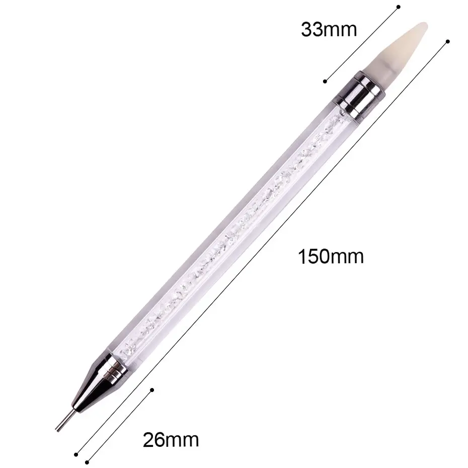 2 Pcs Nail Art Dotting Pen Double End Painting DIY Brush Rhinestone Handle Diamond Picker Manicure Tool