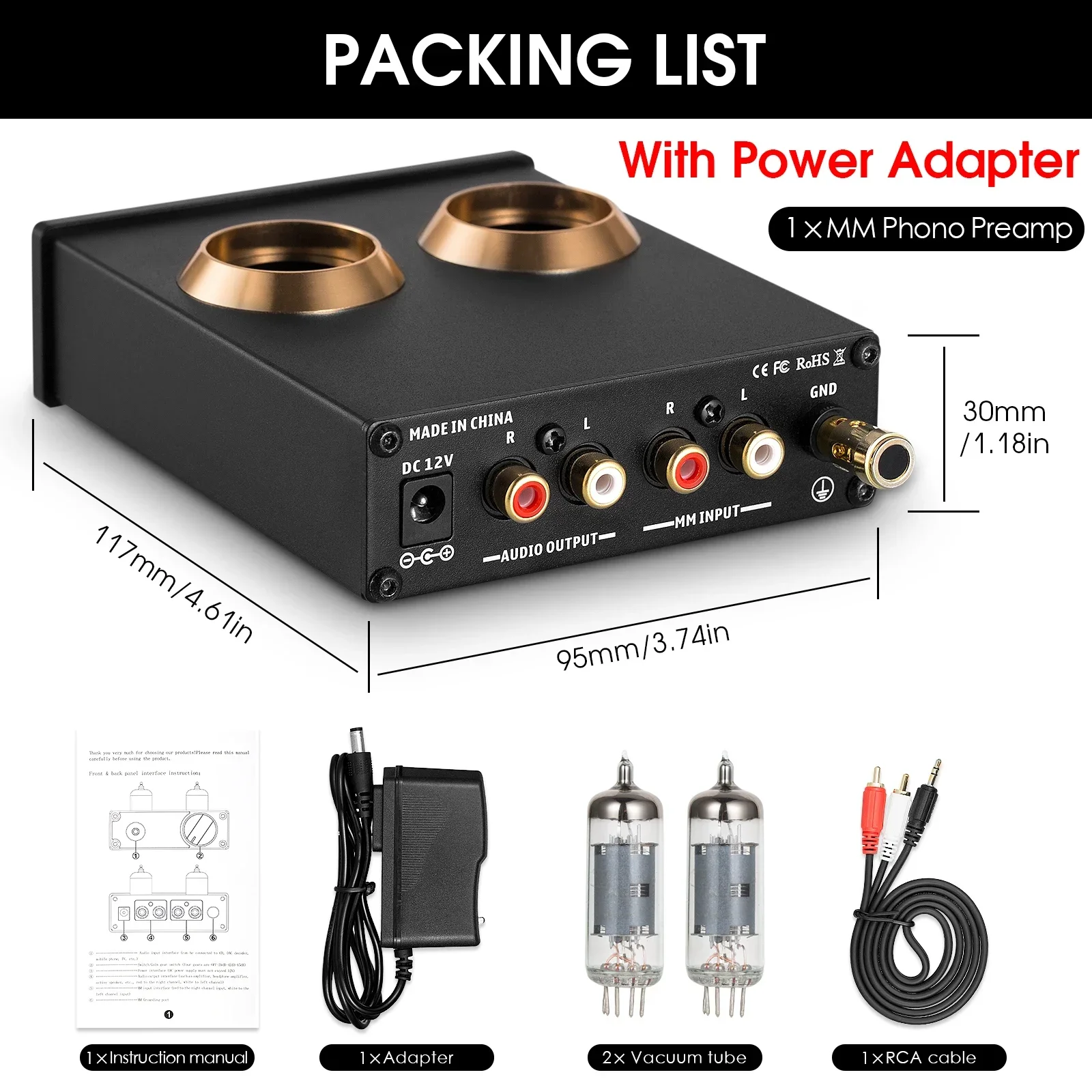 Douk Audio-mini Hifi Phono Stage Turntable Preamp Áudio Stereo Preamplifier Vacuum Tube - Image 2