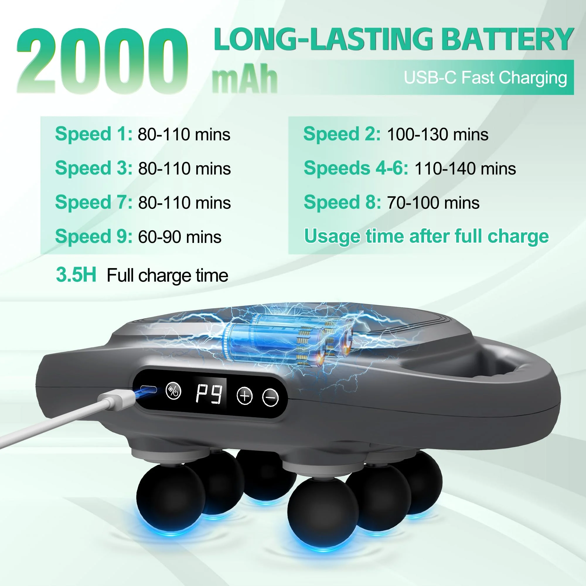 Fascia Gun Massager Six-head Fascia Gun Massager For Back Waist Legs Body Shoulder High Frequency Professional Muscle Relaxation