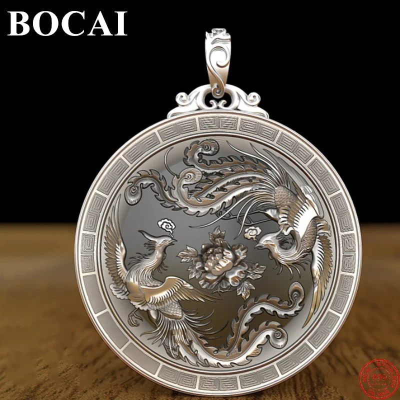 

Мужские Подвески BOCAI S999 из стерлингового серебра 2023 пробы, женская мода, птицы, рождение фениксу, пион Songhe