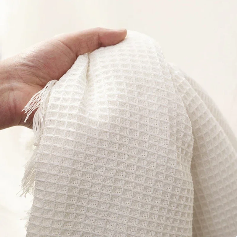 Woven Cotton Sofa Cover Blanket White Grey Sofa Towel for Living Room Furniture Decor Tapestry Couch Cover 5