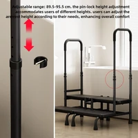 Metal Two Step Stool with Handrails Elderly Bed Safety Armchair Foldable Bath Tub Step Stools Non-Slip Household  Step Ladders 3