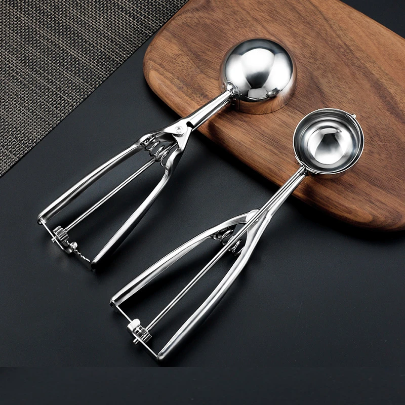 Stainless Steel Ice Cream Scoop 4/5/6cm With Trigger Cookie Scoop Spoon Frozen Cooking Tools Ice Cream Decorating Tool