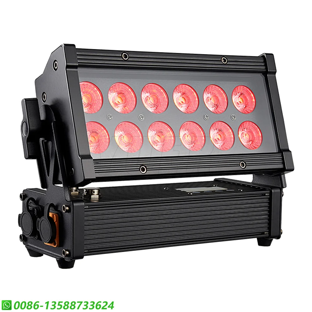 LED 12x15W RGBWA UV 6 인 1 방수 IP65 벽 세척 효과 DMX 제어 야외 파티 플래시 효과 무대 조명, DJ 디스코 램프