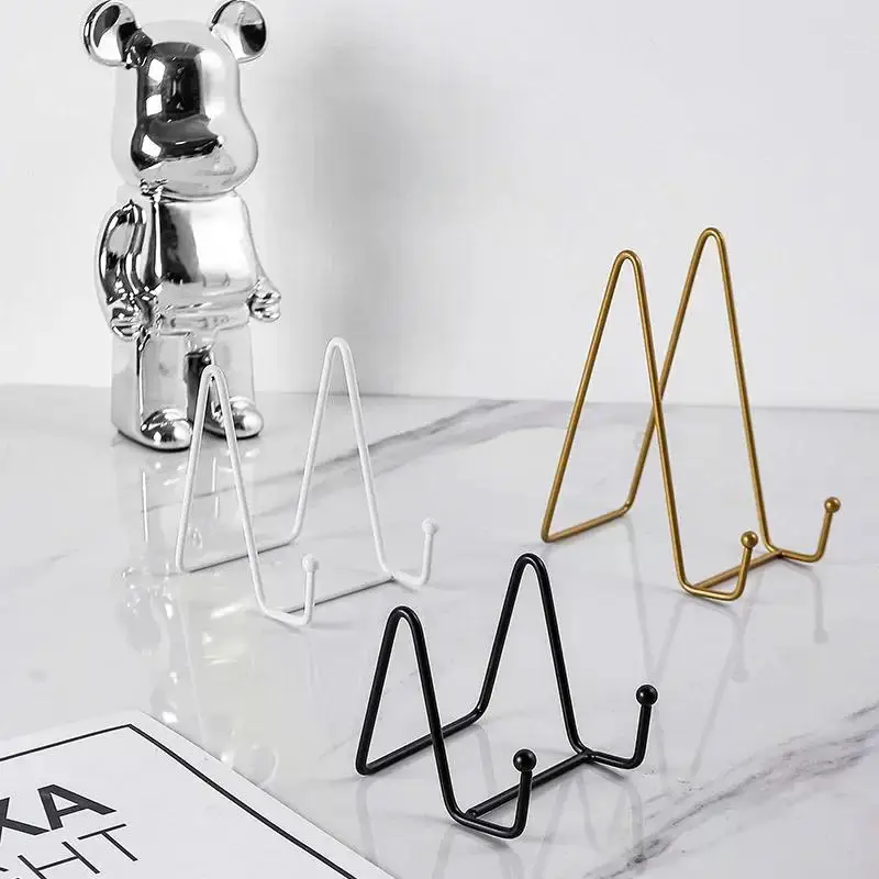 Plate Display Stand Picture Easel Metal Plate Stands Holder Display Pictures Frame Photo Decorative Dish Tabletop Arts 1pc