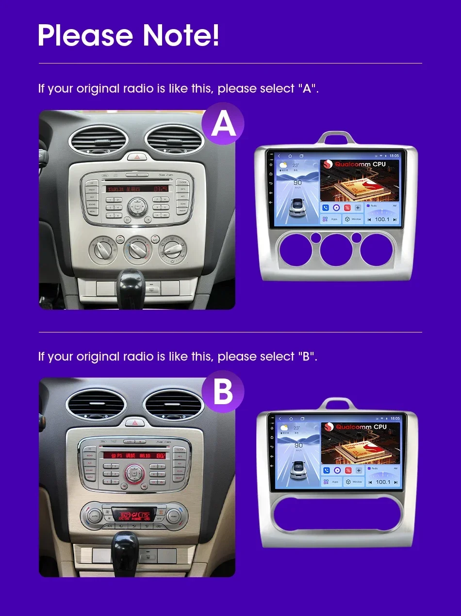 Srnubi Autoradio für Ford Focus 2 3 Mk2 Mk3 2004-2011 Multimedia Player 2Din Wireless CarPlay Android Auto DVD GPS Head Unit – Detail 1