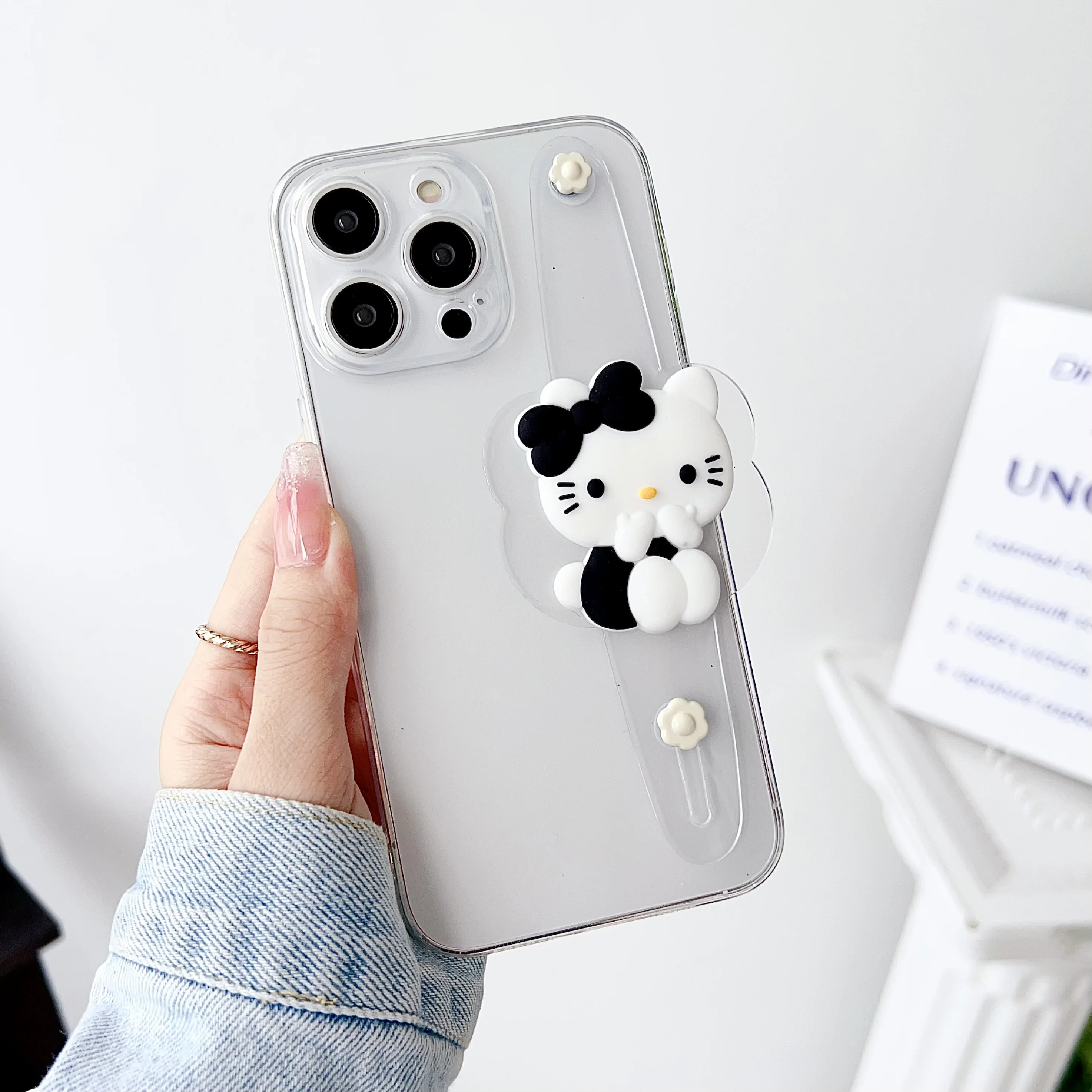 thumbnail image 1 of Hello Kitty For iPhone 15 14 13 12 11 Pro Xs Max Xs XR 7 8 6 Plus SE 2020 Case Wrist Strap Holder, 1 of 5
