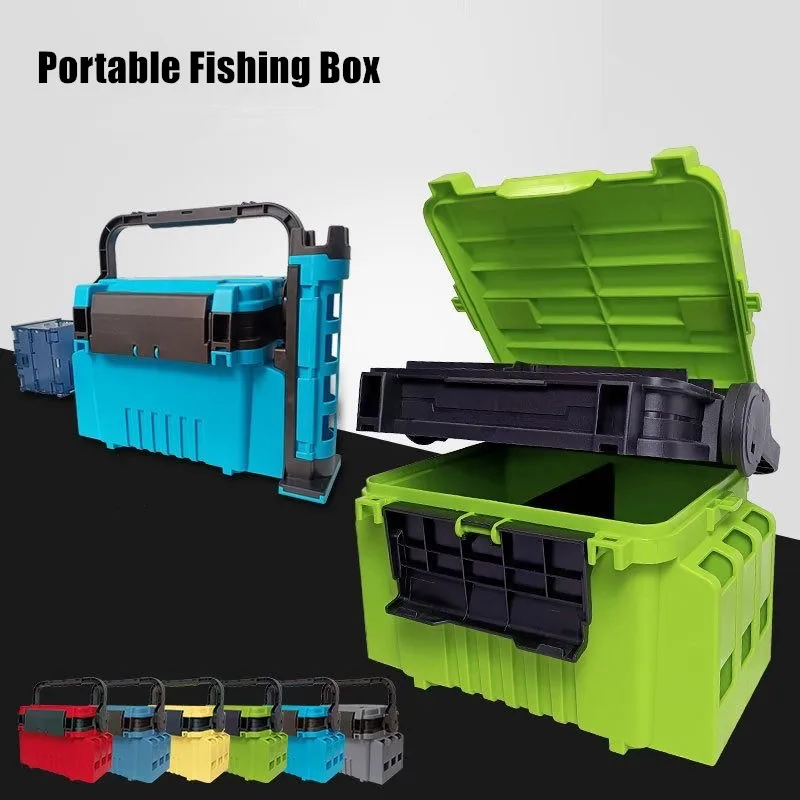 Multifuntional Fishing Tackle Box Fish Rod Holder Bait Reel Lure Storage  Large Capacity Sea Fishing Tool Organizer