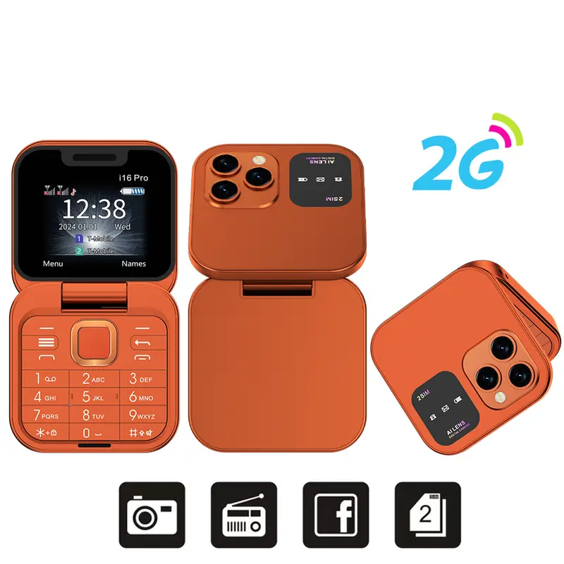 SERVO Mini Flip Mobile Phone 4G/2G Cellular 1.77" Diaplay Speed Dial Flashlight Recorder FM Radio Dual SIM Foldable Cellphones - Image 12