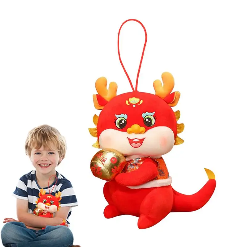 

Китайский дракон, имитация плюша, ярко-красный, мягкий, китайский новый год 2024, плюшевый для весеннего фестиваля, домашний декор