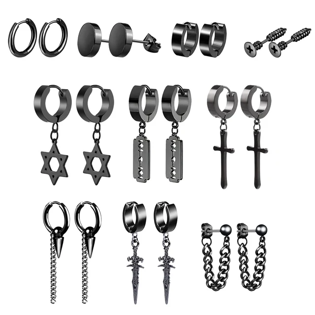 블랙 스테인레스 스틸 후프 귀걸이: 엣지있고 대담한 액세서리