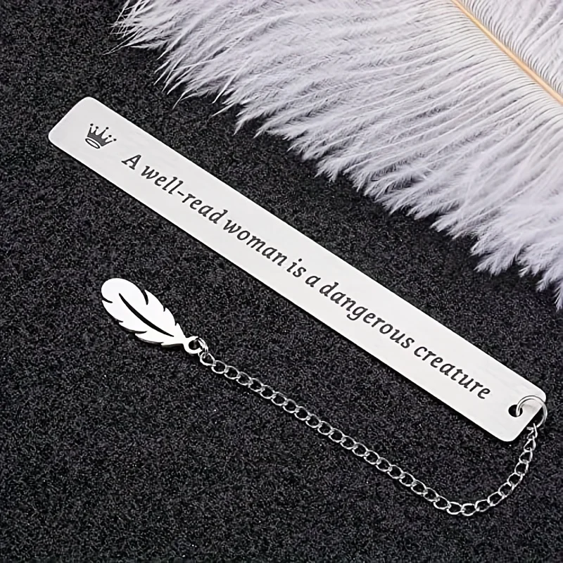 1pc Stainless Steel Lettering Slogan Bookmark for Pages Books Readers