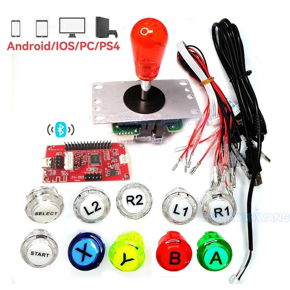 Copy Sanwa Arcade Game Diy Kit Clear Buttons Wireless Joystick Controller Encoder Zero Delay Usb Board For Pc Ps4 Android IOS