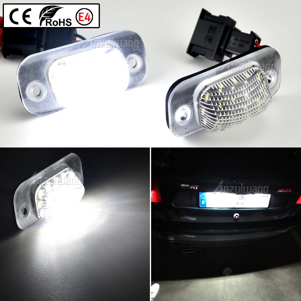 

2Pcs White LED Number License Plate Lamp For VW Polo 3 Classic Variant Golf 3 1H1 Cabriolet 1E7 Seat Ibiza Cordoba Vario 6K