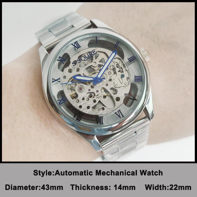 IK Colouring Luxury Watch for Men Automatic Mechanical Watches Skeleton Stainless Steel Watchbands Waterproof Man Clock Gift