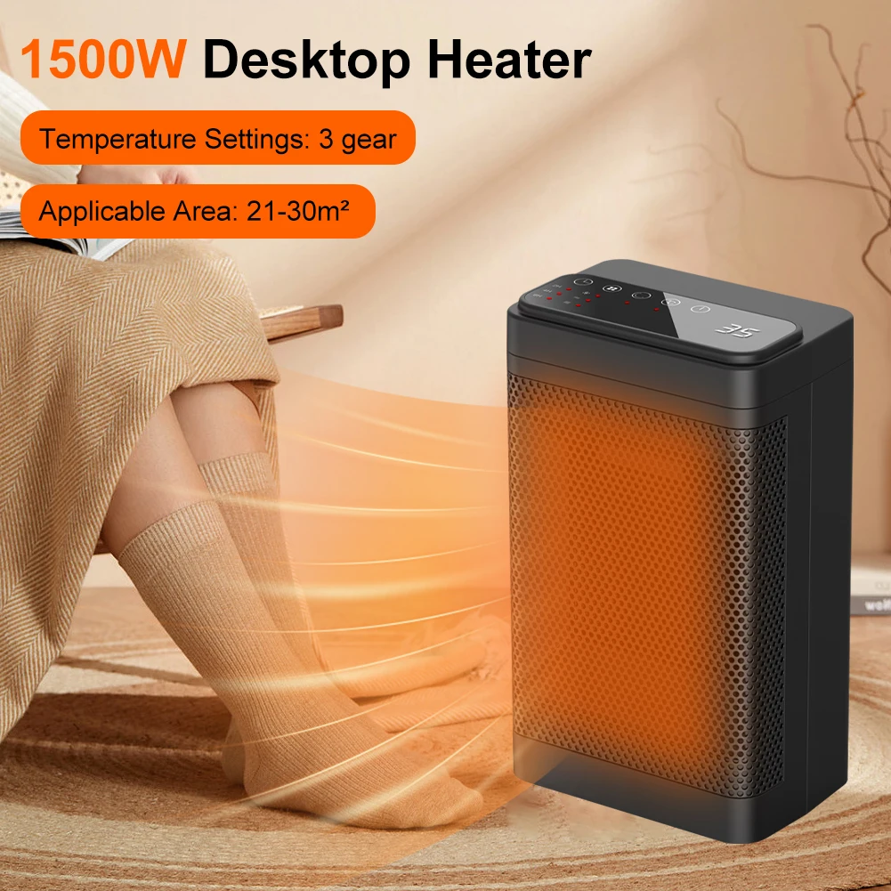 

1500W Desktop Heater PTC Mini Space Heater for Indoor Use with 3 Temp Settings Tip-Over & Overheating Protection for Home Office