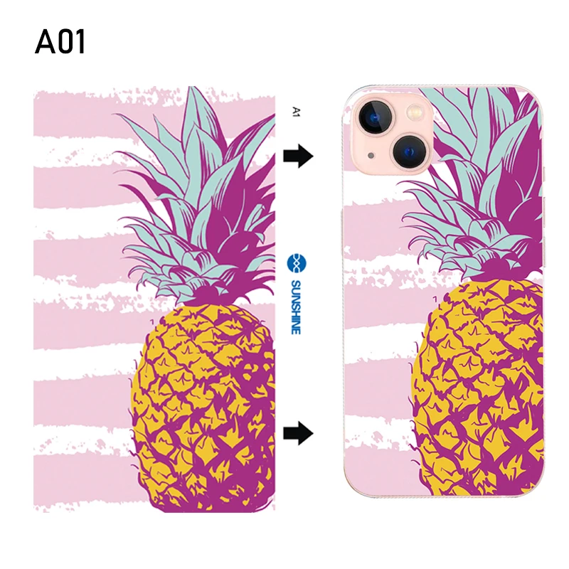 50PCs Sunshine Mobile Phone Skin Protective Back Film for Cutting Machine Embossed Print Back Cover Glass Protector Sticker