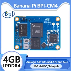 Banana Pi BPI-CM4 Amlogic A311D 4G LPDDR4 RAM 16G eMMC  Quad Core Processor Motherboard loT Development Minipcie mini Computer