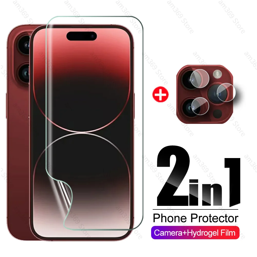 2in1 Hydrogel Film For iPhone 15 Pro Max Camera Glass Case iPhone15 Plus  iPhone15Pro 15Pro 15ProMax 2023 Safety Screen Protector