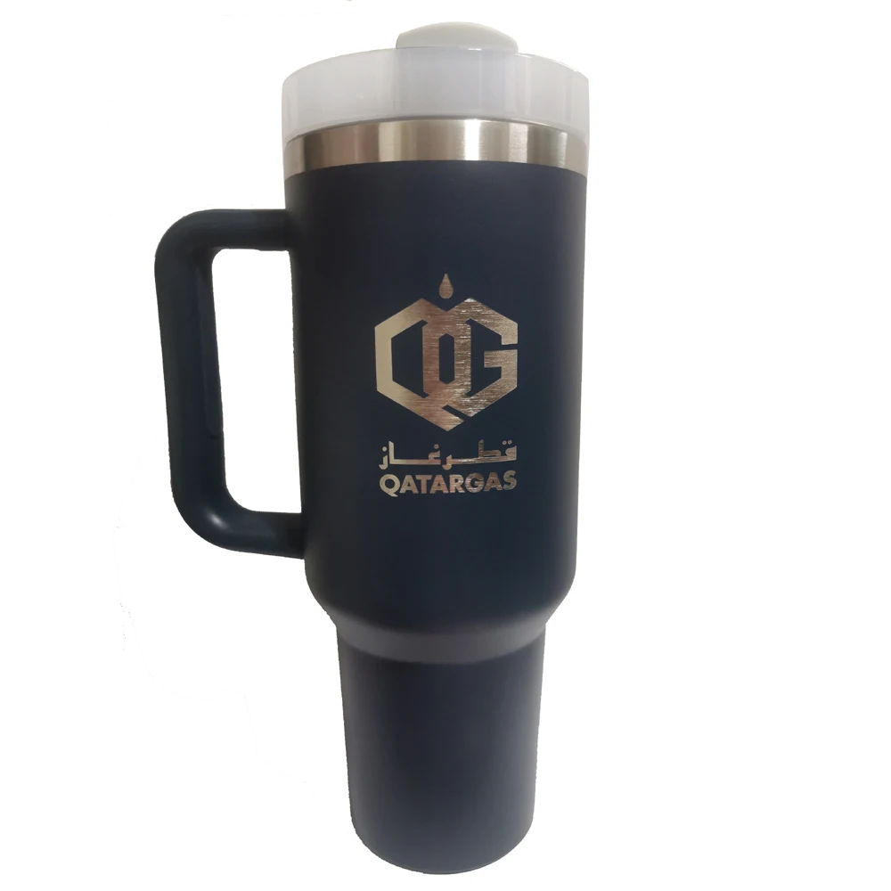 손잡이가 달린 맞춤형 40 oz 텀블러, 스테인레스 스틸 물병 빨대 진공 보온병 컵, 대용량 여행 자동차 커피 머그잔 로고