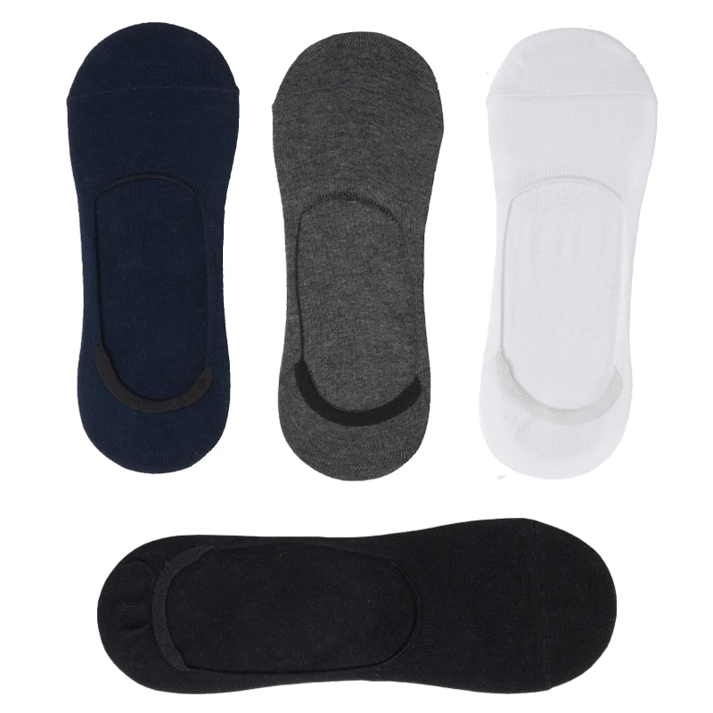 Hochwertige 5 Paar Herrensocken, Sommer-Baumwollsocken, atmungsaktiv, einfarbig, unsichtbares Silikon, rutschfest, neu, Übergröße EU38-48 – Detail 2
