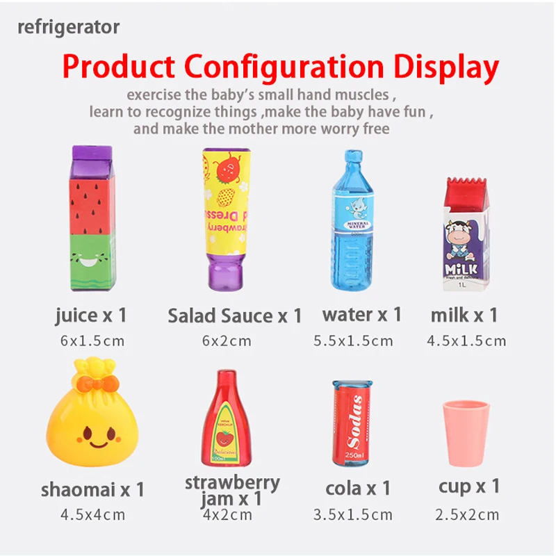 Children Toys Mini Doll Fridge Furniture Kitchen Miniatures Refrigerator Role Playing Game Montessori Play Food Toys for Girls 6