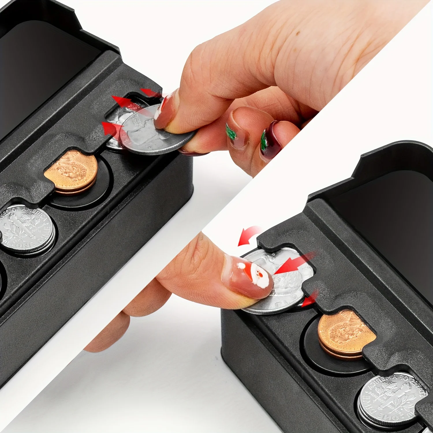 Car Change Organizer 12 Coin Wrappers 1 Coin Holder Money Dispenser Car & Trucks Accessories Black Plastic BOX