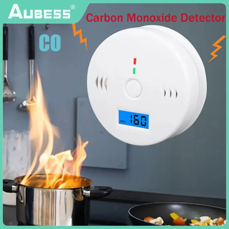 CarbonMonoxideAlarmHomeDetectorCOBlueSmokeDetectionLCDDisplay