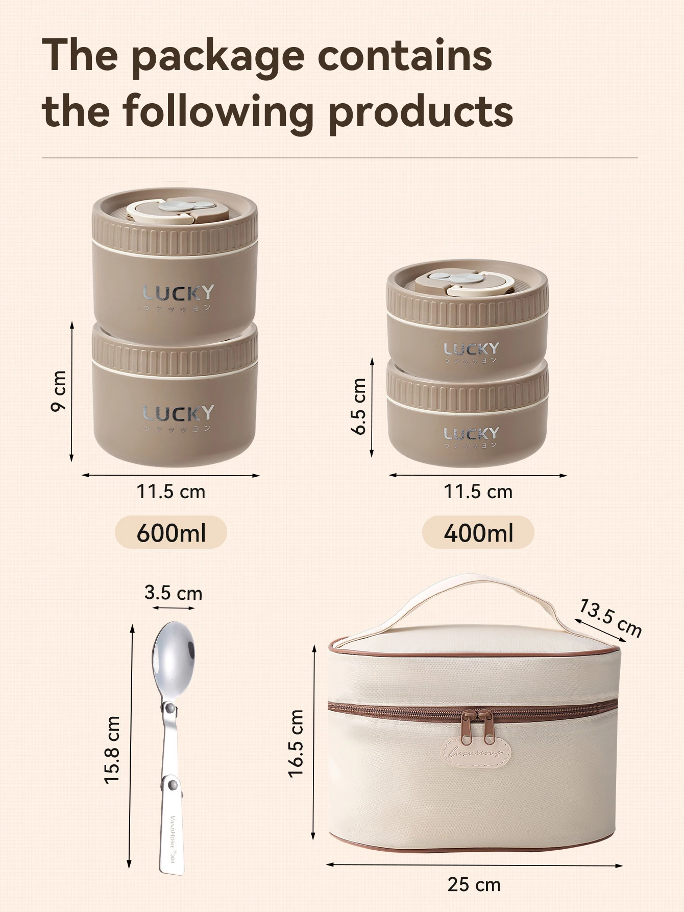 WORTHBUY Insulated Stainless Steel Bento Lunch Box Set