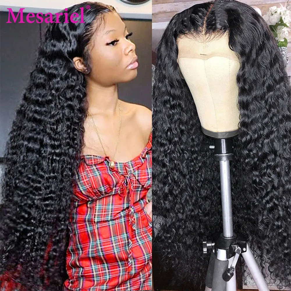 13x4 Kinky Curly Lace Front Human Hair Wigs For Black Women HD Transparent With Frontal 150% 180% Brazilian Remy | Шиньоны и парики