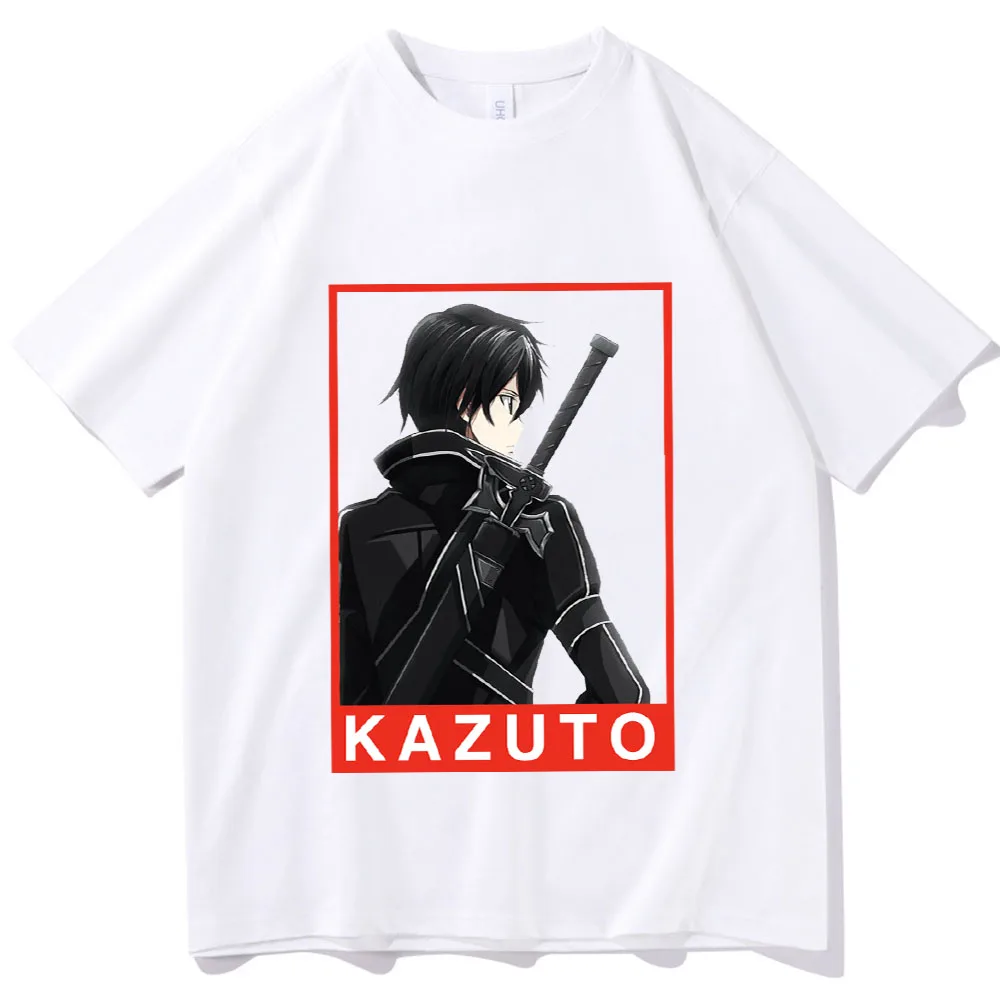 

Kazuto Anime Shirt Sword Art Online Shirt Japanese Anime Print Shirt Unisex O-Neck Short Sleeve Shirts