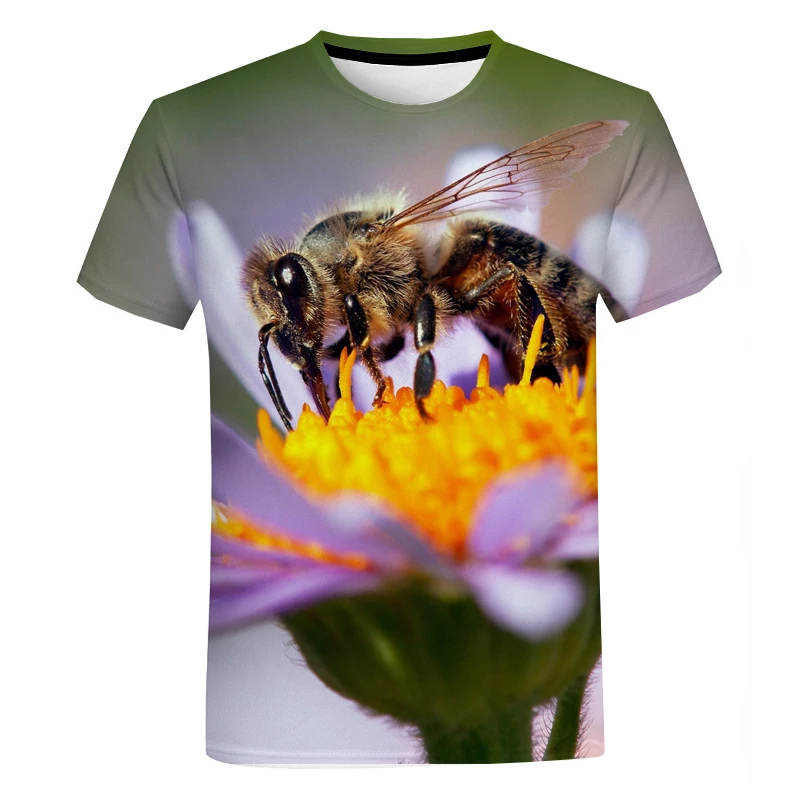 

Cute Anime Honey Bee 3D Printing Men's Casual Round Neck Hip-hop Funny Oversized Short-sleeved T-shirt Tops