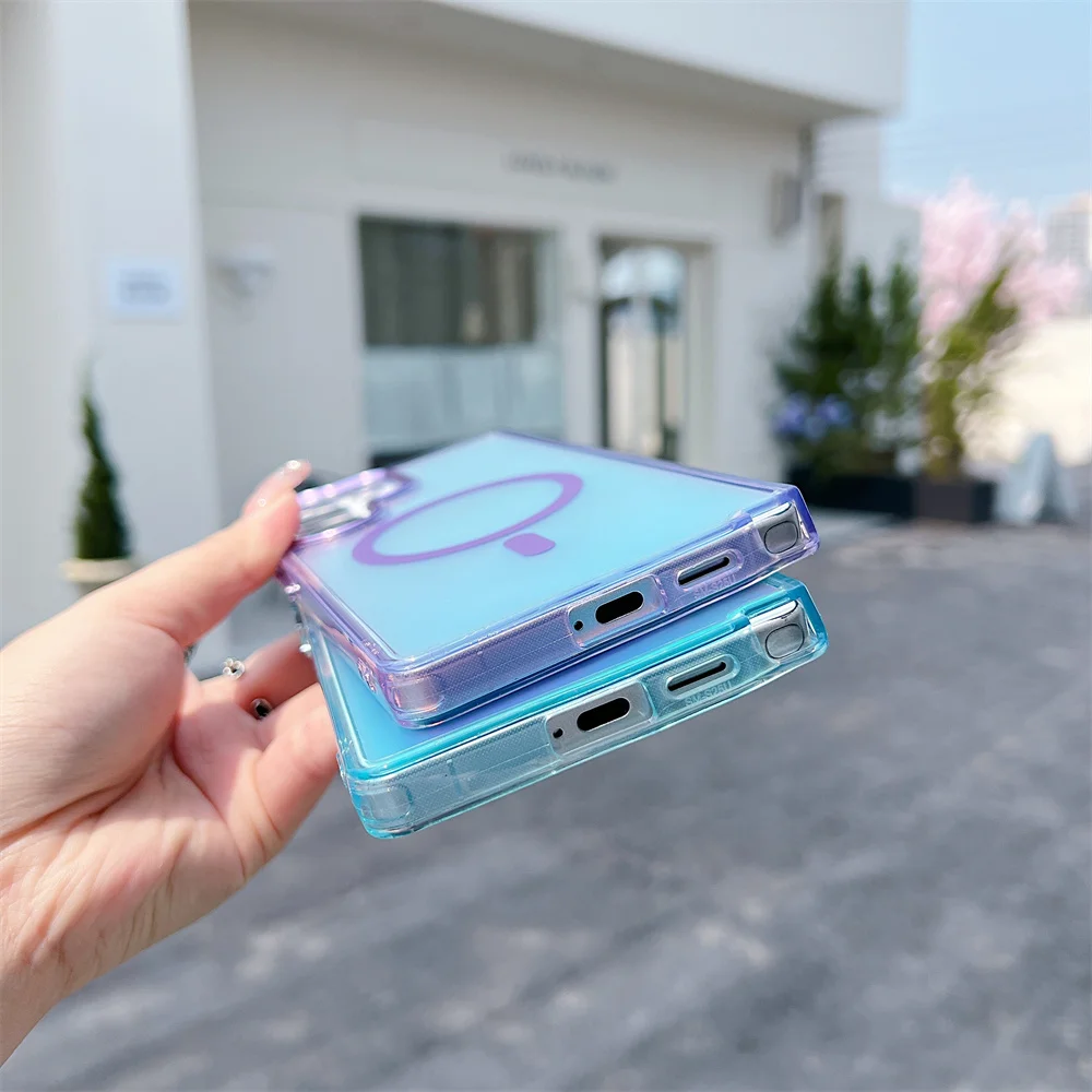 Luxury Metal Lens MagSafe Magnetic Case with Wireless Charging and Discolour Cover