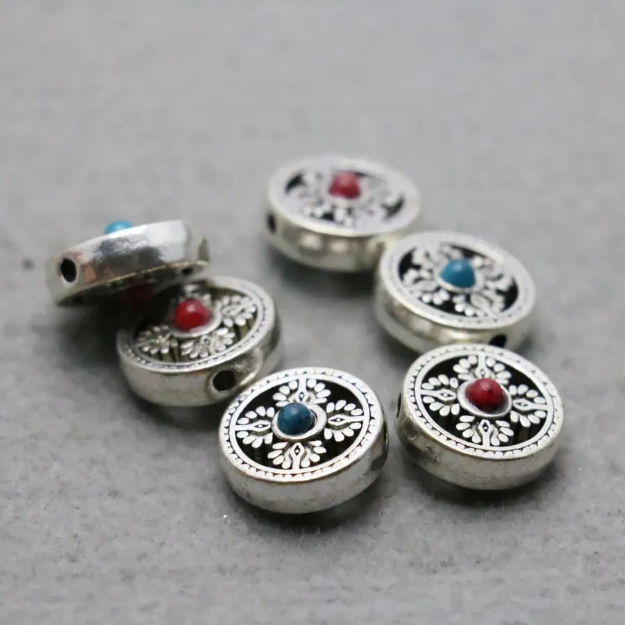 

5PCS Wholesale Round Alloy Findings components Fashion Jewelry Design Making Fittings For Accessory DIY Ornaments Silver-plate