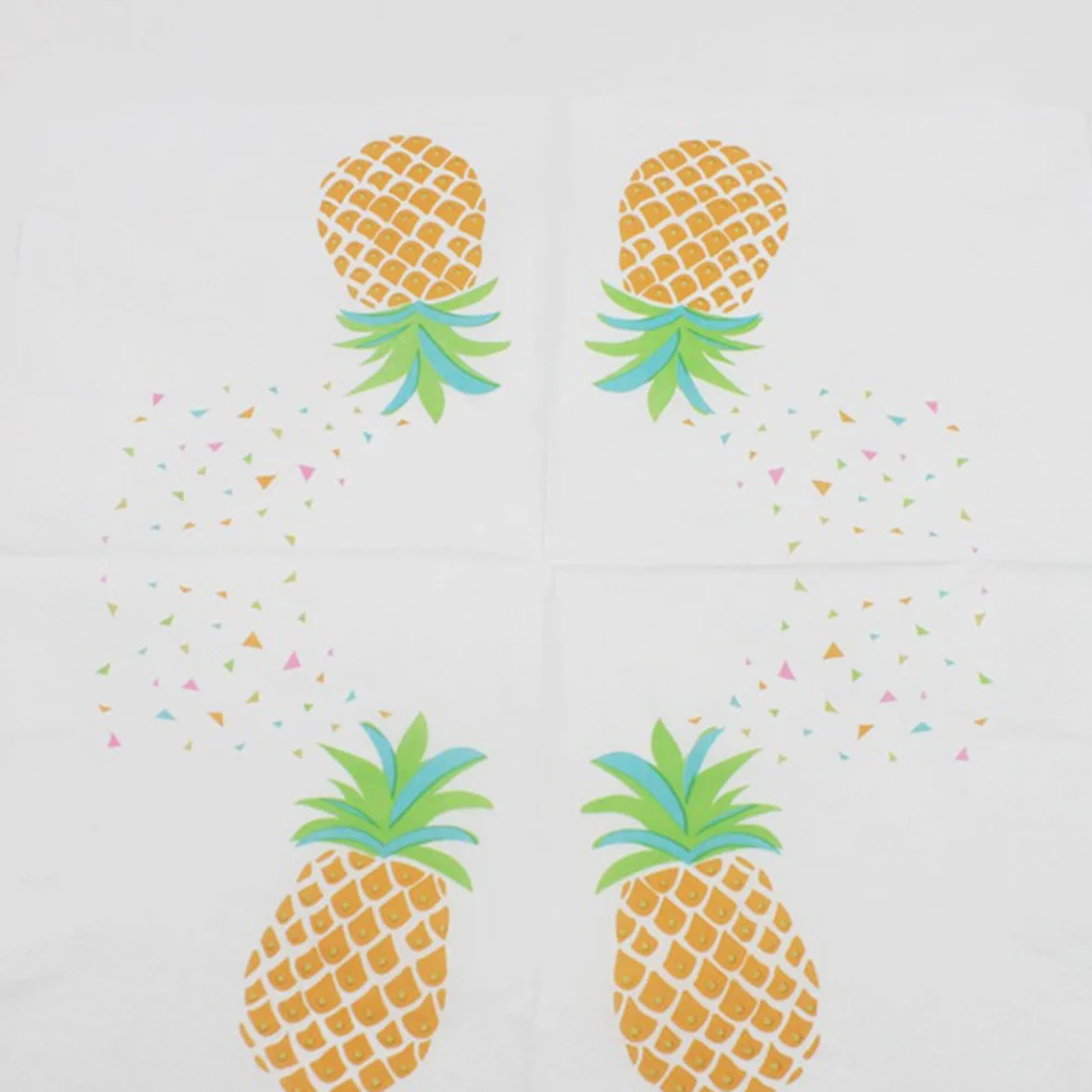 20 Sheets 33x33cm Pineapple Printing Napkin Disposable Paper Napkins Party Supplies for Party Banquet Daily Use
