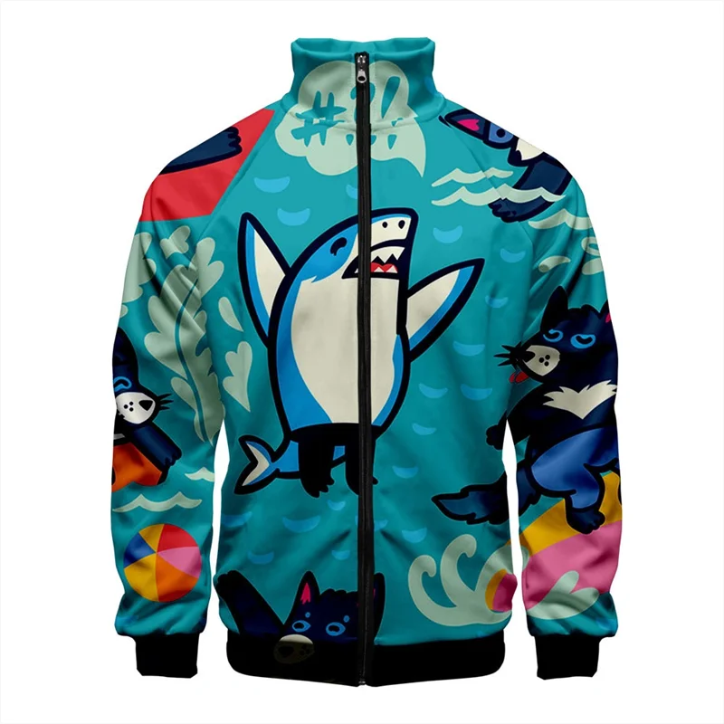 thumbnail image 1 of Chaqueta con estampado de sublimación 3D divertido, patrón personalizado, flores, animales marinos, suéter de cuello alto para hombres y mujeres, ropa, 1 of 4