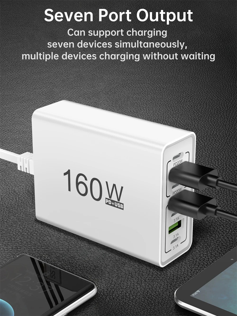 USB C Charger 160W Power Strip Multi Ports Fast Charging Charger Socket For iPho
