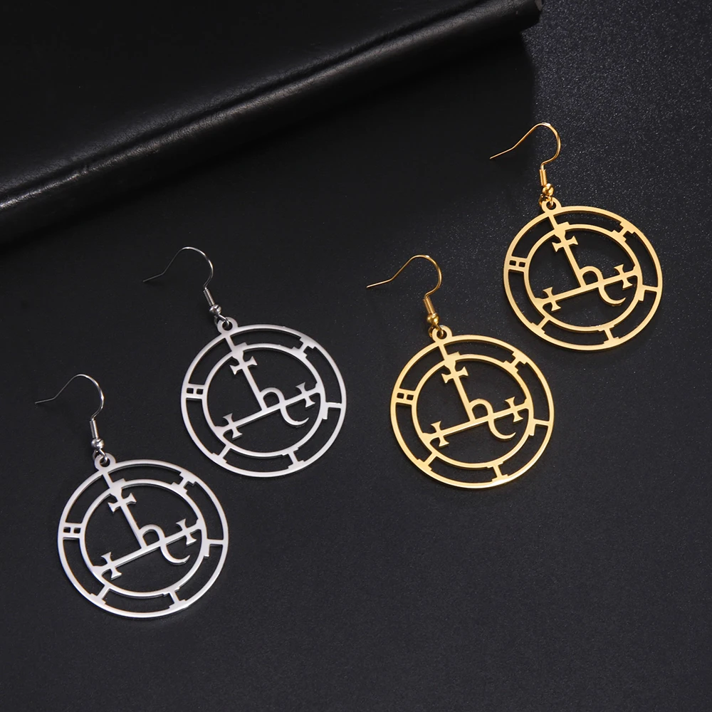 Dawapara Sigil of Lilith Earrings - Mythical Wiccan Amulet in Stainless Steel Jewelry