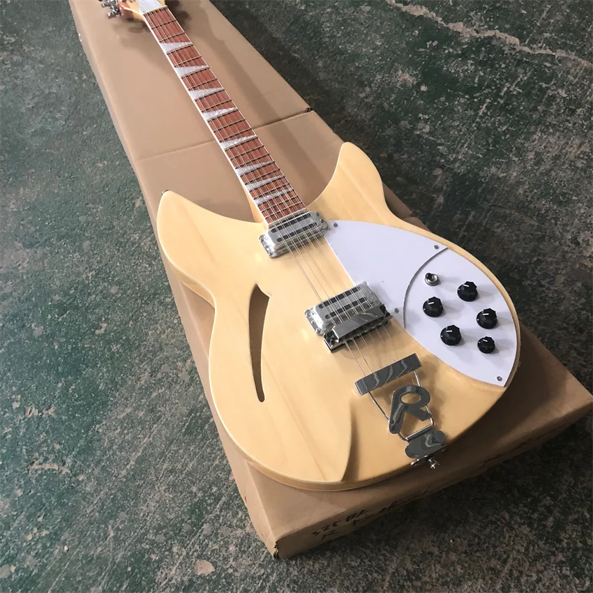 

360 / 12 string electric guitar, Log colo paint, red sandalwood tuning fork, water drop hole, empty guitar half core, customized