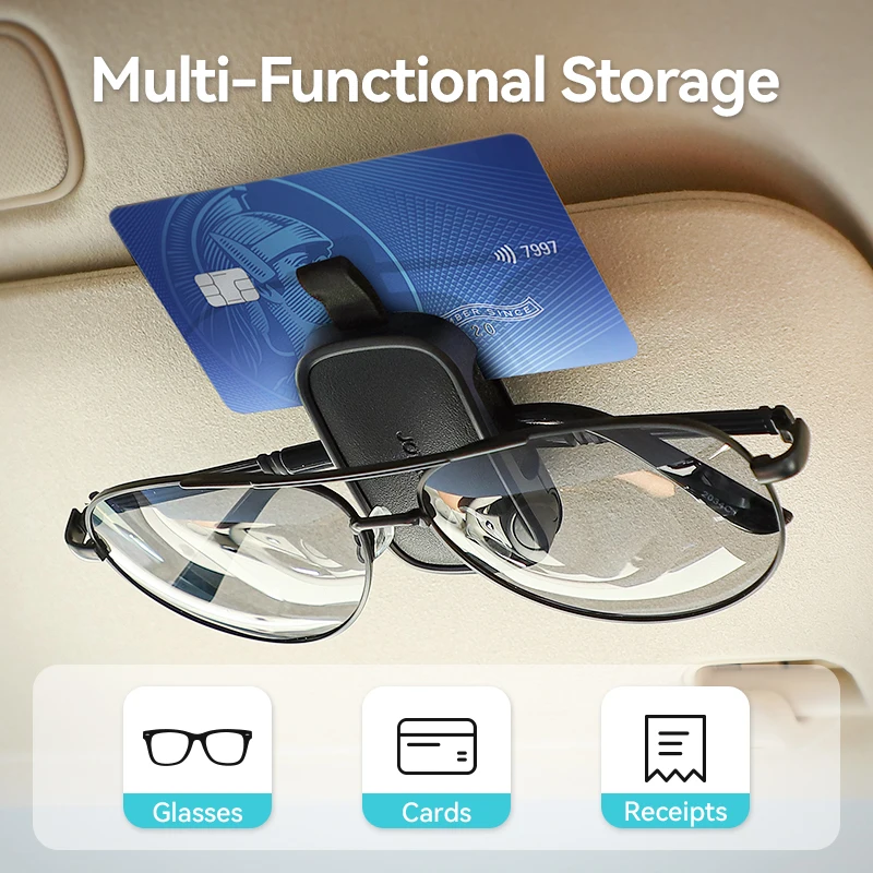 Joyroom Car Sunglasses Holder Universal Car Sun Visor Eyeglass Holder Glasses Clip Card Ticket Storage Clip for Accessories