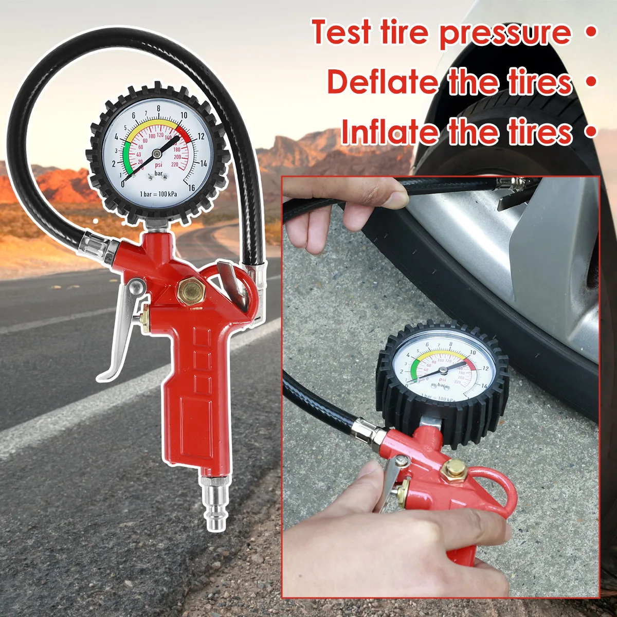 MANOMETRE Jauge de pression de gonfleur de voiture gonfleur de roue ...