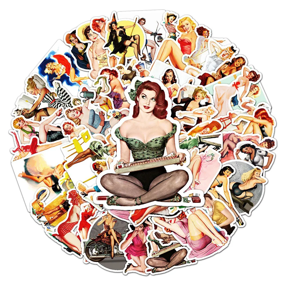 10/30/50pcs Old School Tattoo Style Decal Graffiti Retro Pinup Girl Cool Sticker for Laptop DIY Luggage Guitar Kid's Sticker Toy